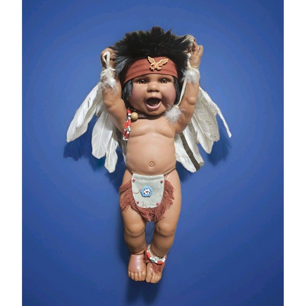 L@@K NATIVE AMERICAN Indian HAPPY HEADDRESS 🥁 #1888 The Danea Collection 1 DOLL